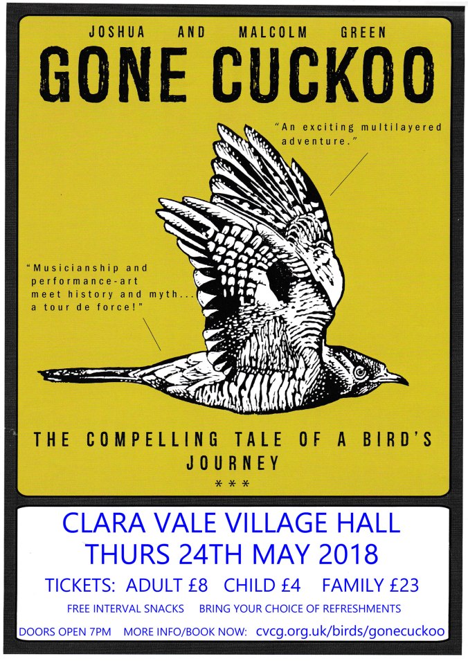 Gone Cuckoo family entertainment event at Clara Vale Village Hall 24th May 2018